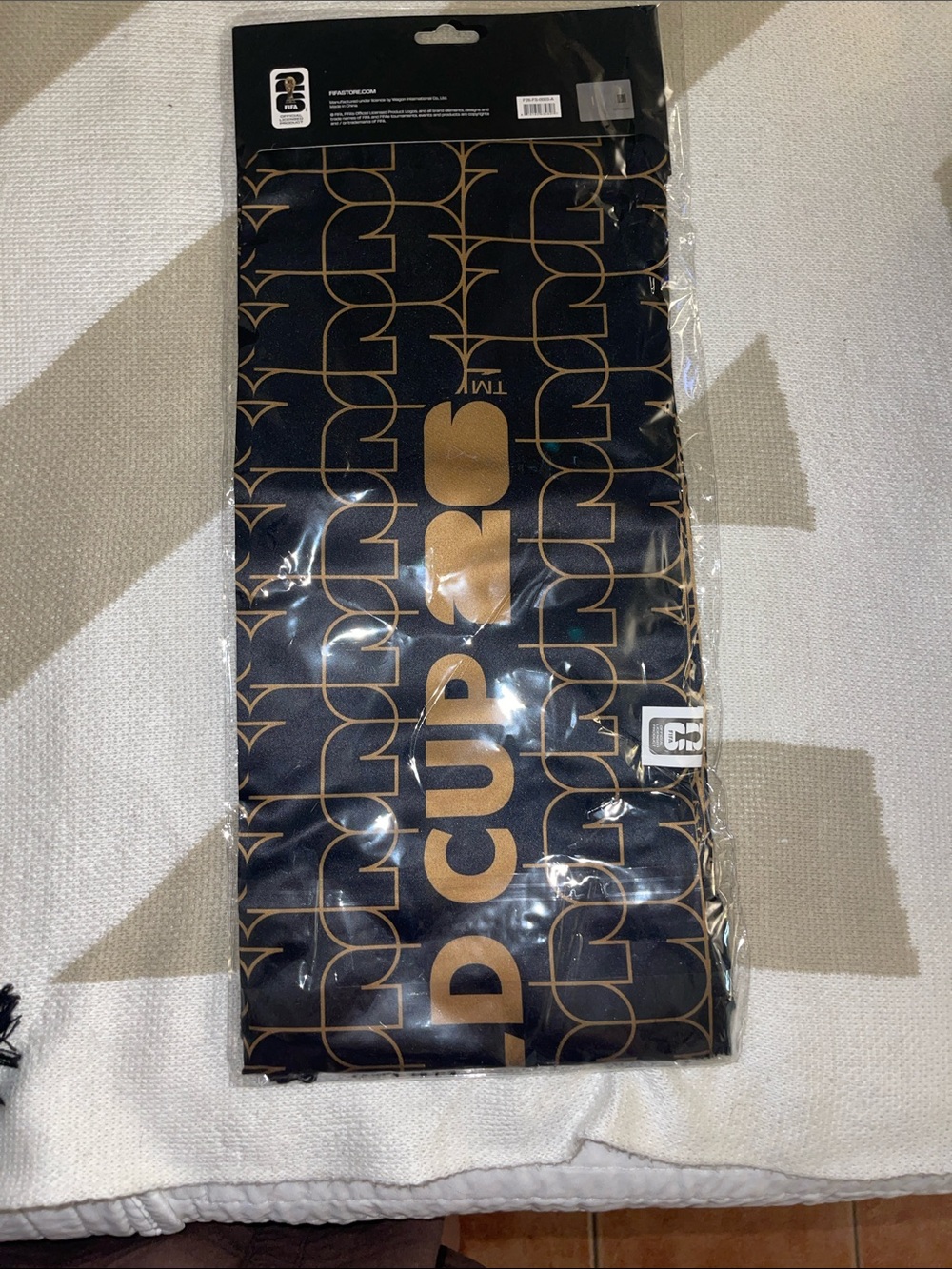 Gold Logo Pattern Black Scarf